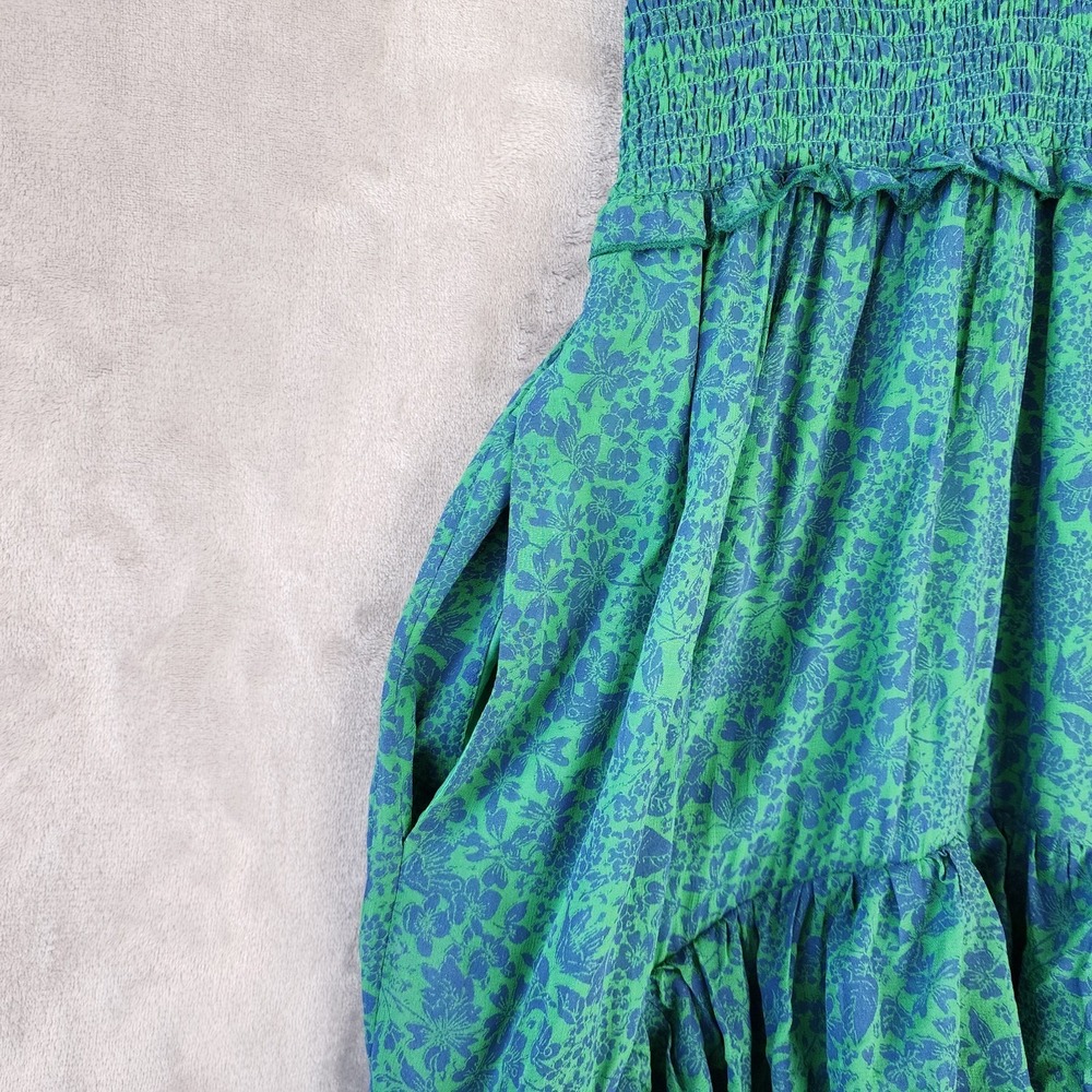 by Anthroplogie Dress Womens Size Medium Smocked Ruffle Tiered Maxi Pockets Blue - Picture 5 of 10